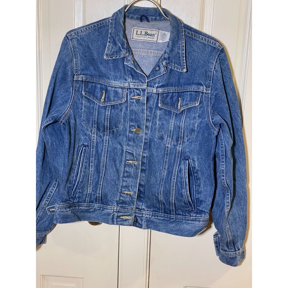 L.L. Bean Size 12 Vintage Blue Denim Trucker Jacket Union Made USA UGWA Stamp